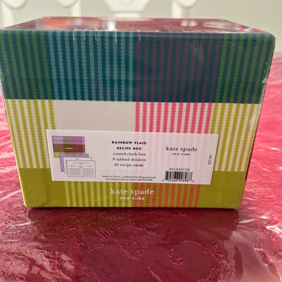 Kate Spade Multicolor Plaid Recipe Box New - Picture 3 of 6